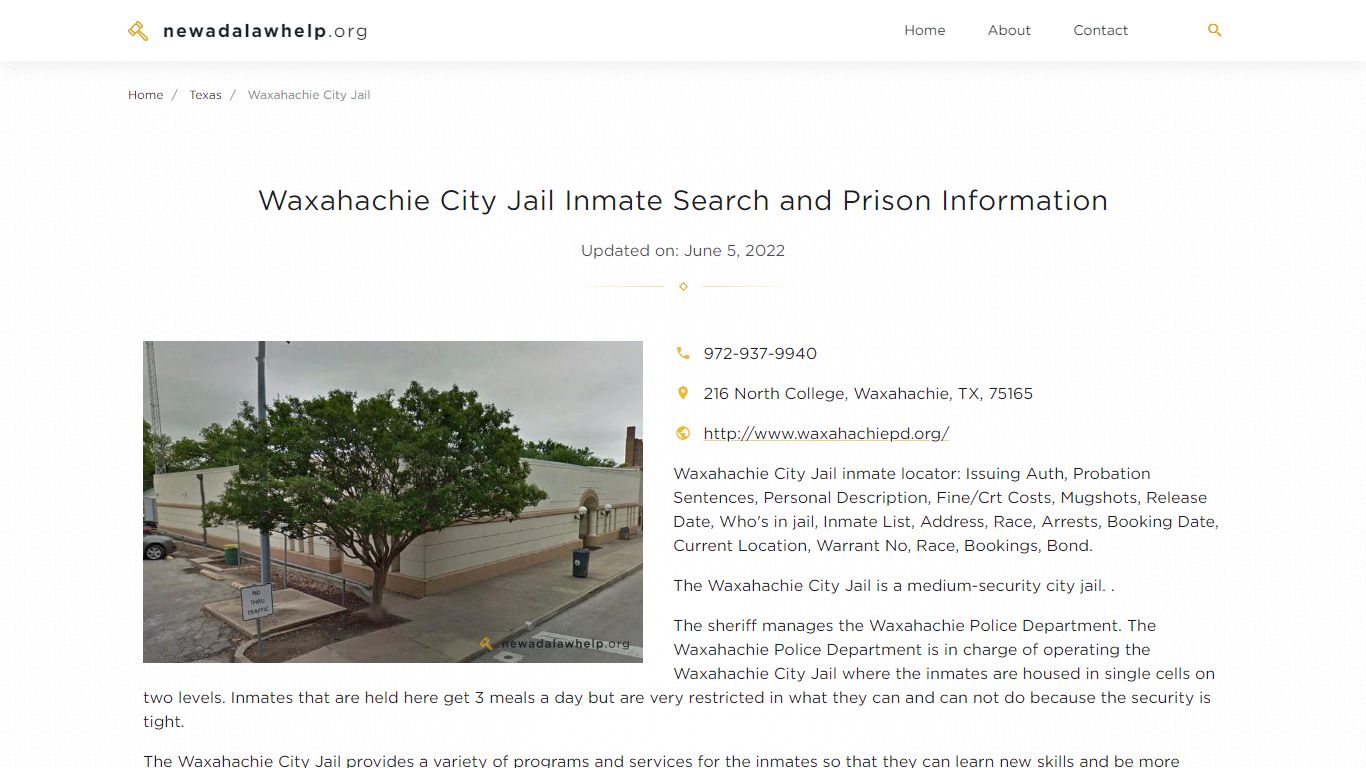 Waxahachie City Jail Inmate Search, Visitation, Phone no ...